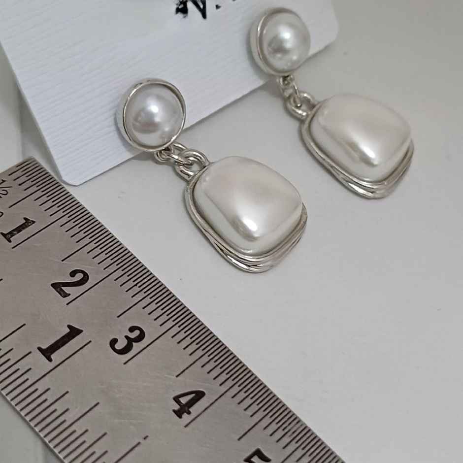 Pearl Drop Rectangle Silver