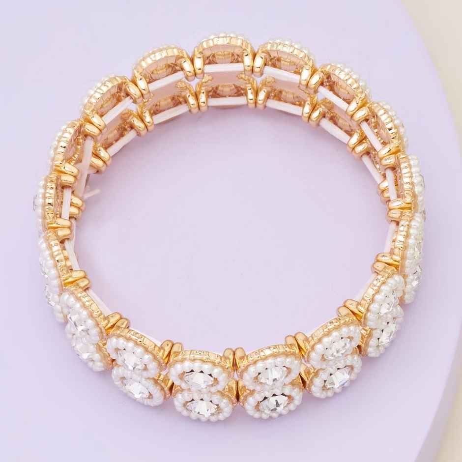 Kushal s Fashion Jewellery Pearl Gold-Plated Synthetic Trendy Bracelet | 347769