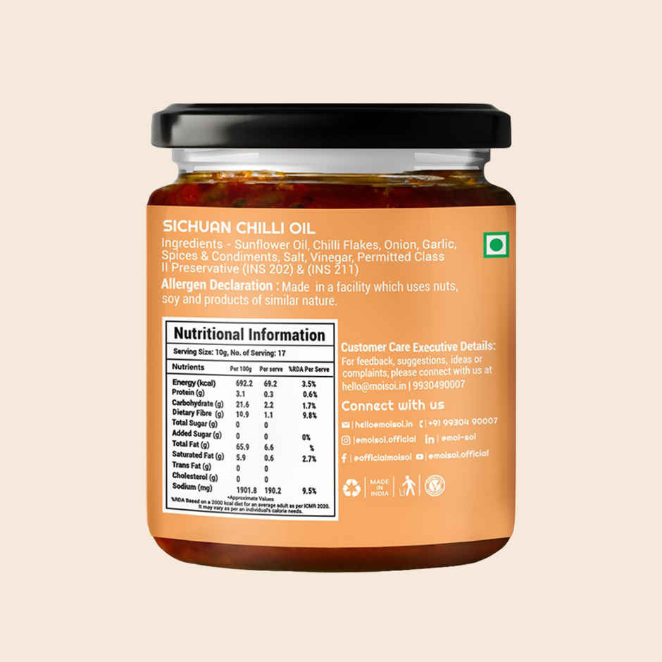 Moi Soi Sichuan Chilli Oil- For Stir Fry Marinade Spread & Dip
