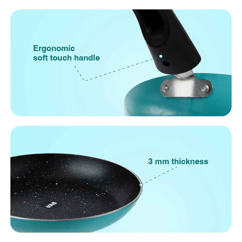 BAY6 Nonstick Fry Pan | 24 cm | 3 mm | Teal | Induction Compatible