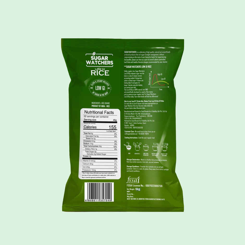 Sugar Watchers Low Gi White Rice - Diabetic Friendly Pouch