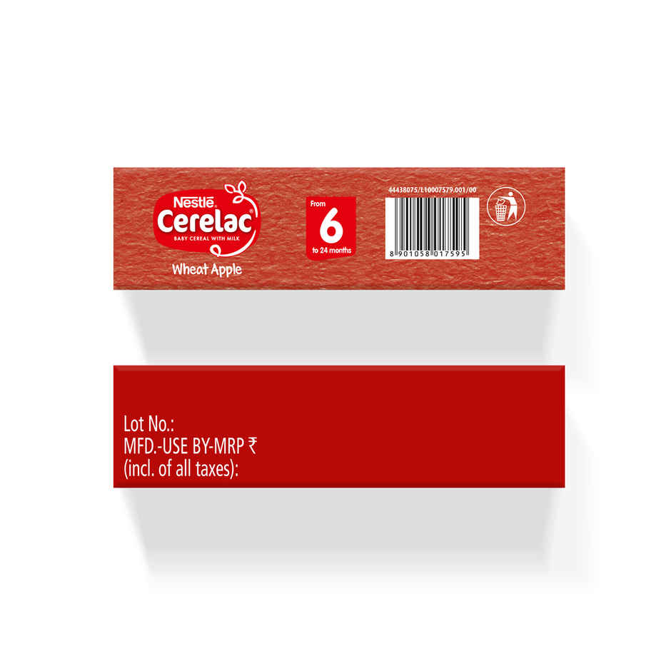 Nestlé CERELAC Wheat Apple Baby Food Cereal, No Preservatives, 6 to 24 Months Baby