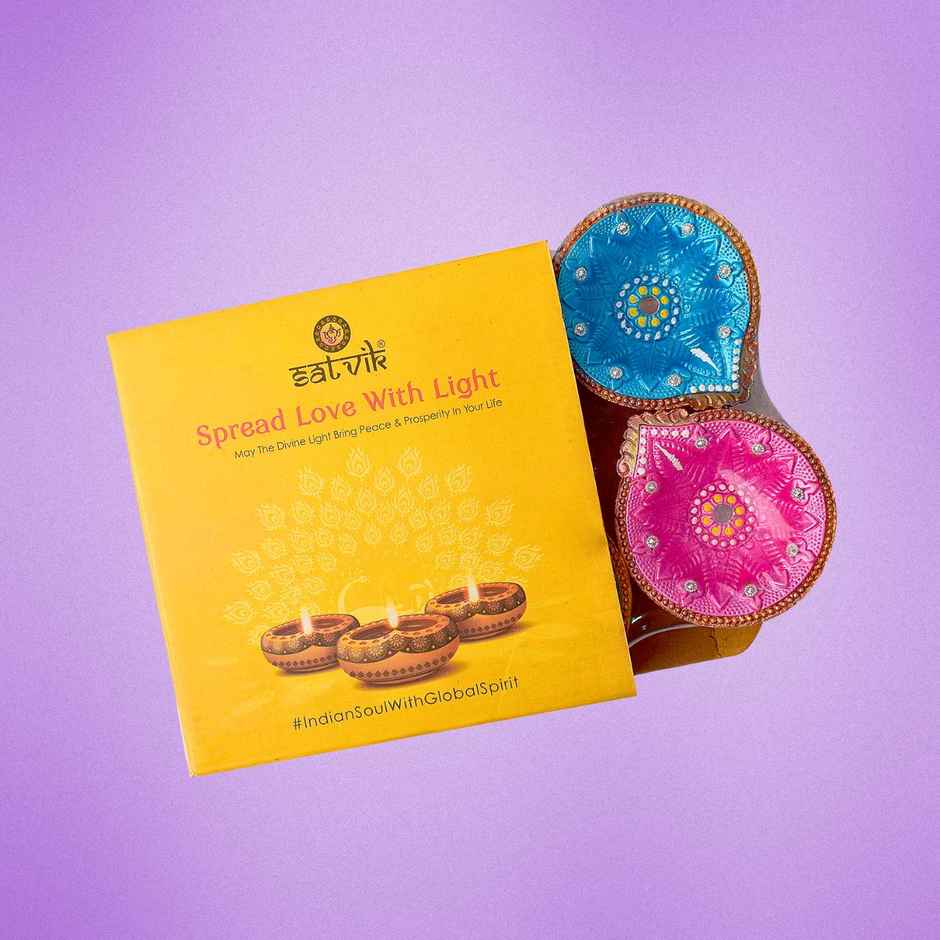 Designer Multicolor Clay Diya | Pack Of 6 | Satvik