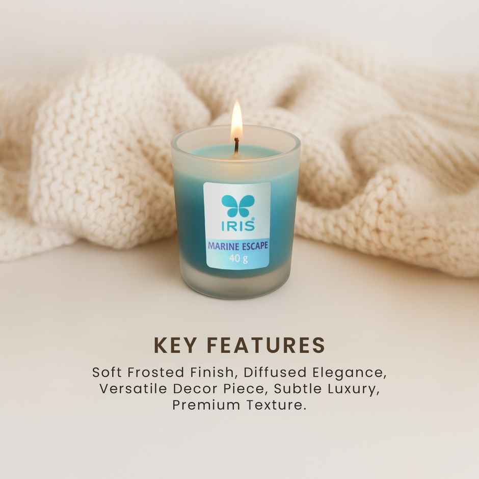 IRIS Marine Escape Frosted Shot Glass Scented Votive Candle | 8 Hours Burn Time | Home Decor