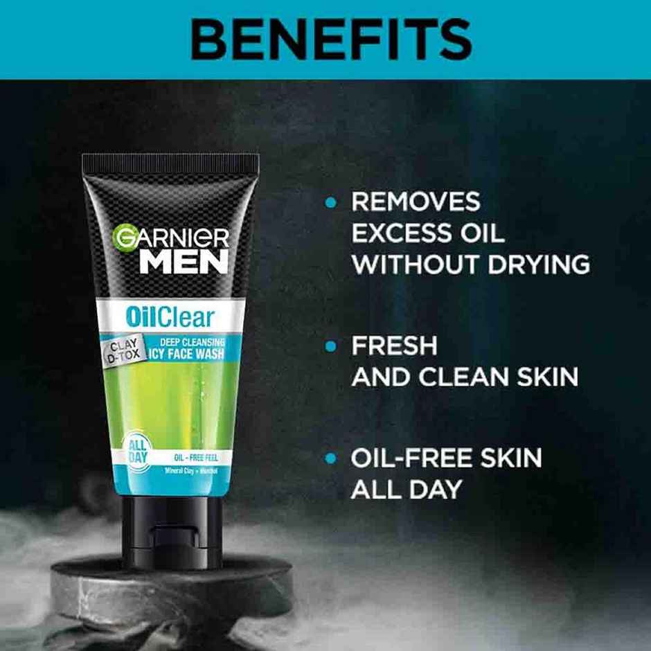 Garnier Men Oil Clear Clay D-Tox Icy Face Wash