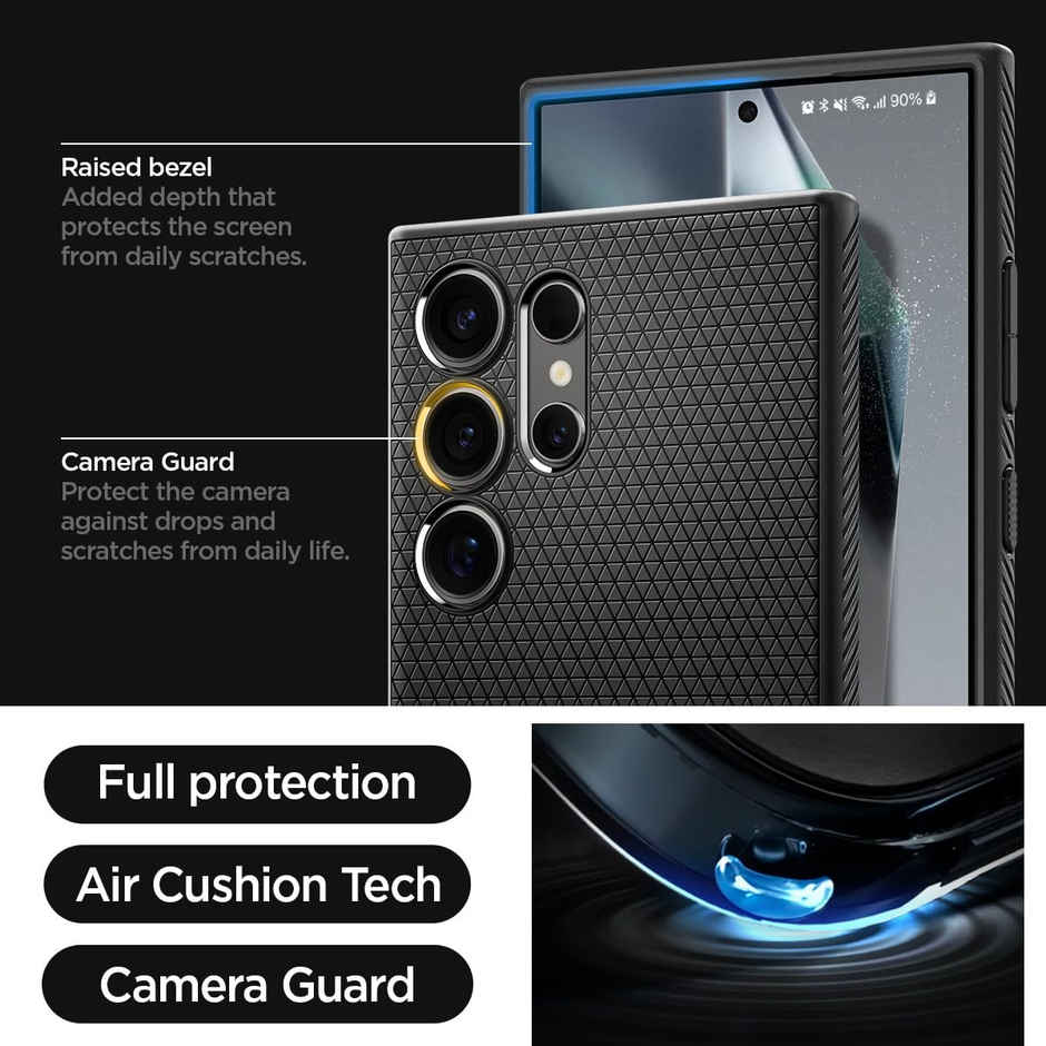 Spigen Liquid Air Back Cover Case Compatible with Galaxy S24 Ultra (TPU | Matte Black)