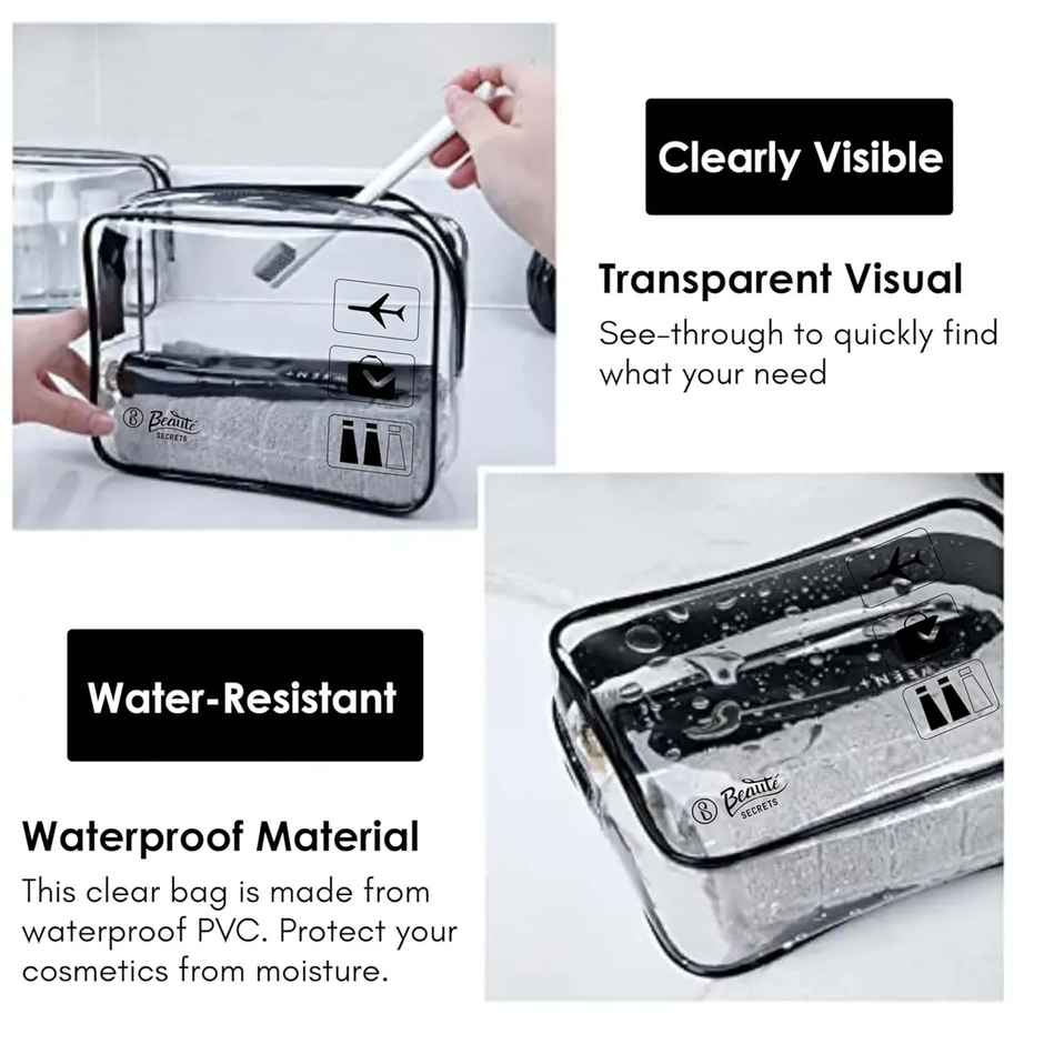 Beaute Secrets Multifunctional Travel Zippered Waterproof Pouch Clear