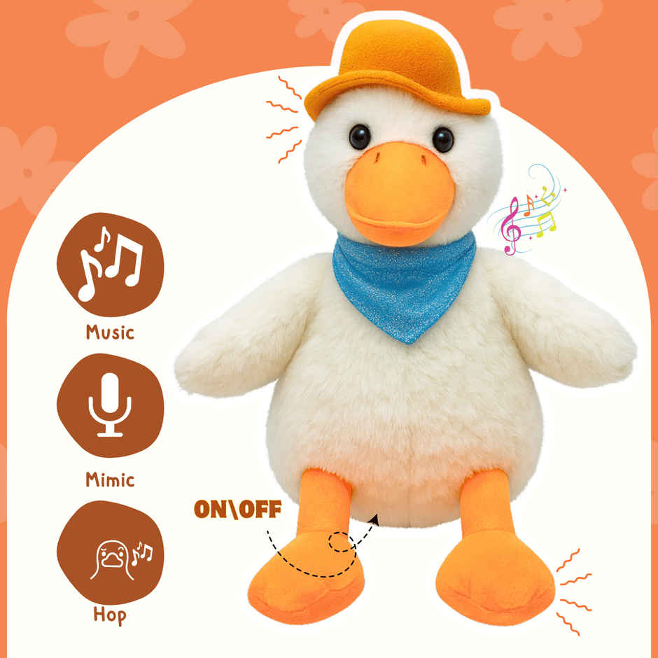 Toytales ES Jumper Duck | Soft Toy | Stuffed Animal | Birthday Gift For Kids |Electronic Toys|Animal