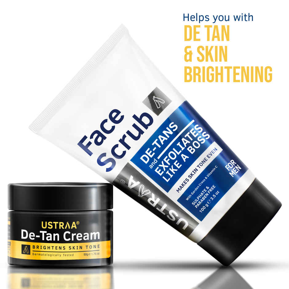 Ustraa Total De Tan Kit (Face Scrub De-tan -100g & De-Tan Face Cream -50g)