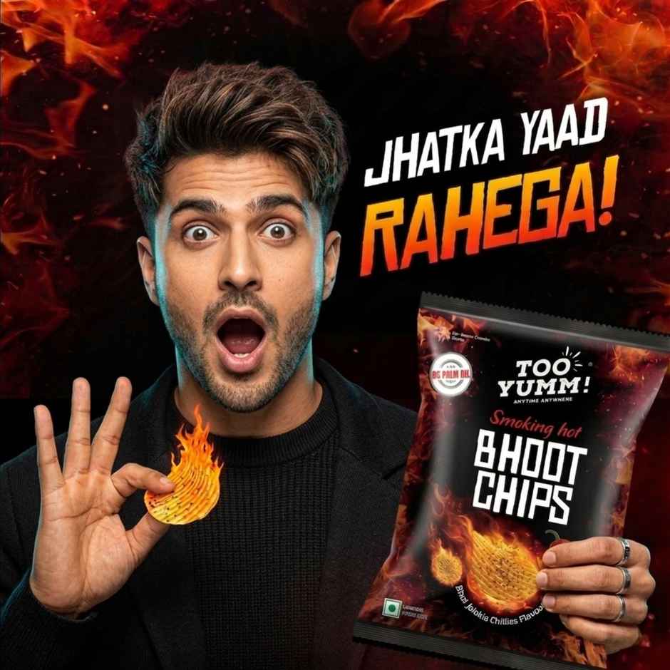 Too Yumm Smoking Hot Bhoot Potato Chips, No Palm Oil Healthy Spicy Chips, 35% Less Saturated Fats