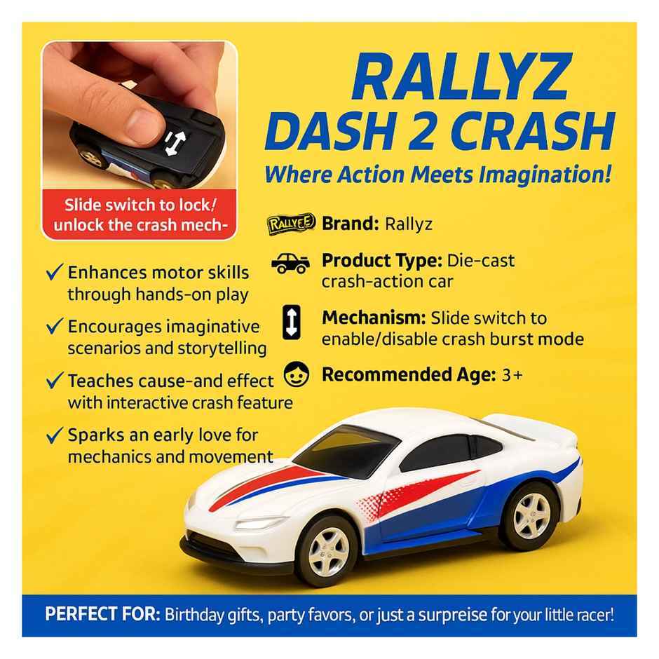 Hamleys Ralleyz Dash 2 Crash Pull Back & Go Action Car, White