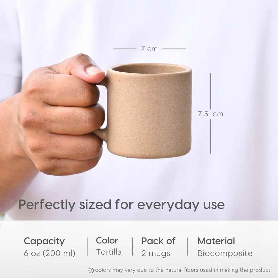 Eha Earth Friendly Tea & Coffee Cup | Rice Husk Biocomposite | Tortilla - 200 ml
