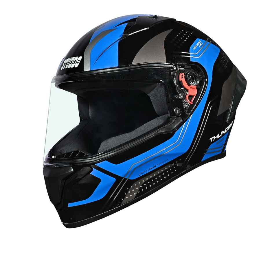 Studds Thunder Draken Full Face Helmet with Spoiler |Black Blue - L