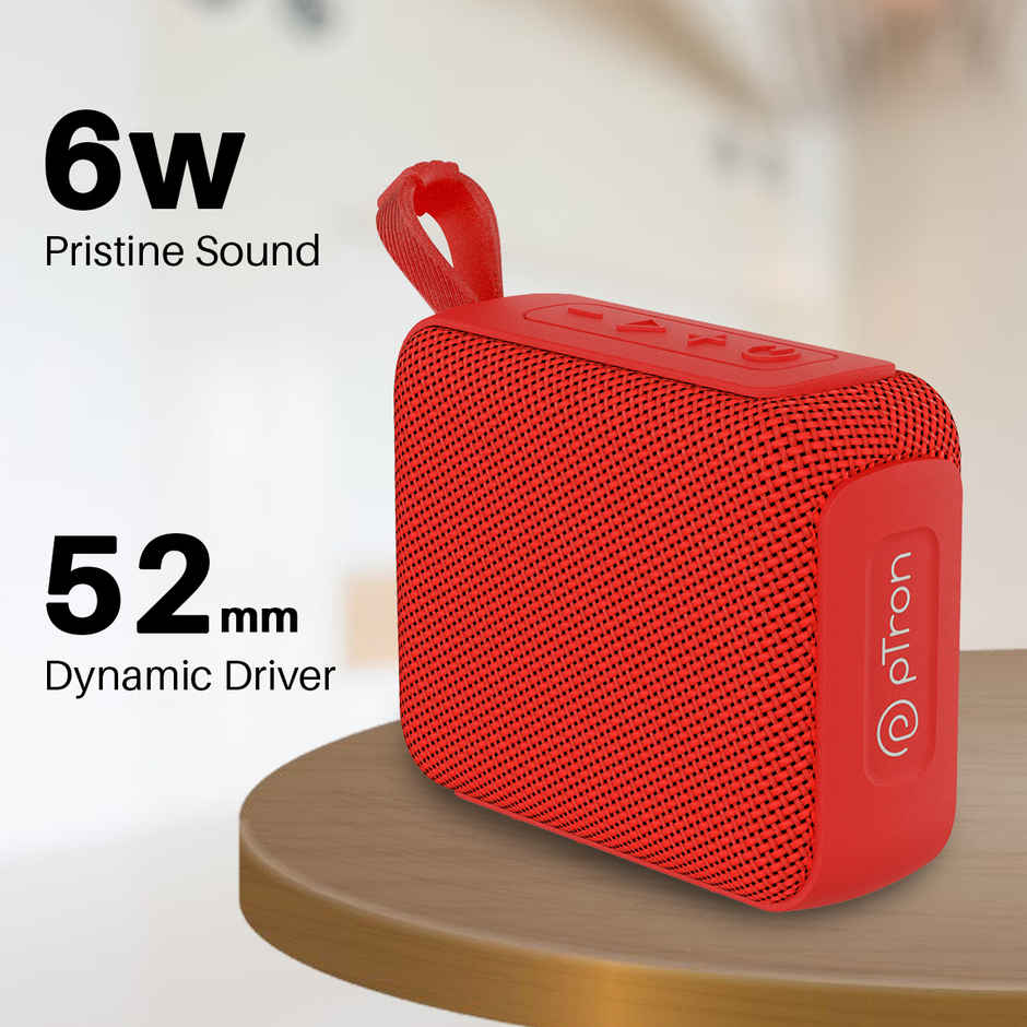 pTron Funk Wow 6W Mini Bluetooth Speaker with 10 Hrs Playtime & IPX5 Water Resistant | Red