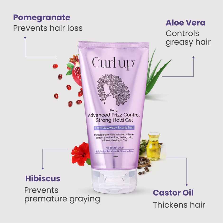 Curl Up Advanced Frizz Control Strong Hold Hair Gel | Defines Curls | For Frizzy Wavy & Curly Hair