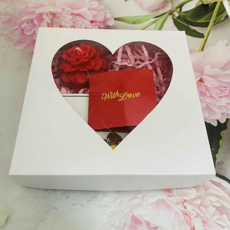 Gullak Women's Day Box Of Love | Pendant Necklace & Rose Candle Set- Oudh Fragrance-Assorted Design