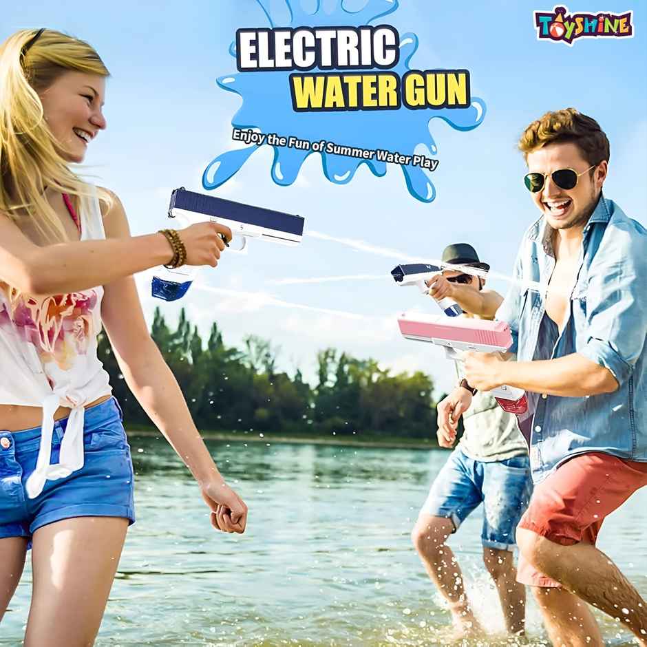 Electric Holi Water Toy Pistol Gun | Rechargeable | Pressure Mechanism | 30+ ft | Blue | Toyshine