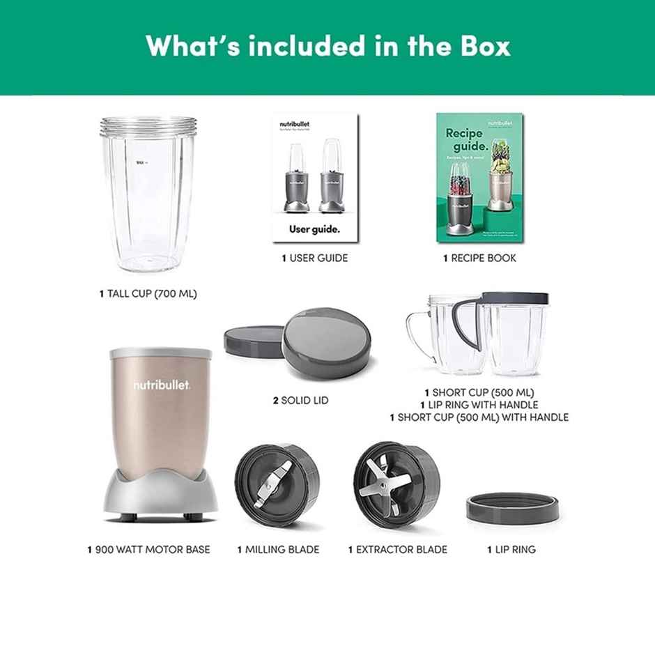 Nutribullet Pro Champagne Gold | 900W | 3 Unbreakable Jars | 2 Blade Set (Wet & Dry) | Gold