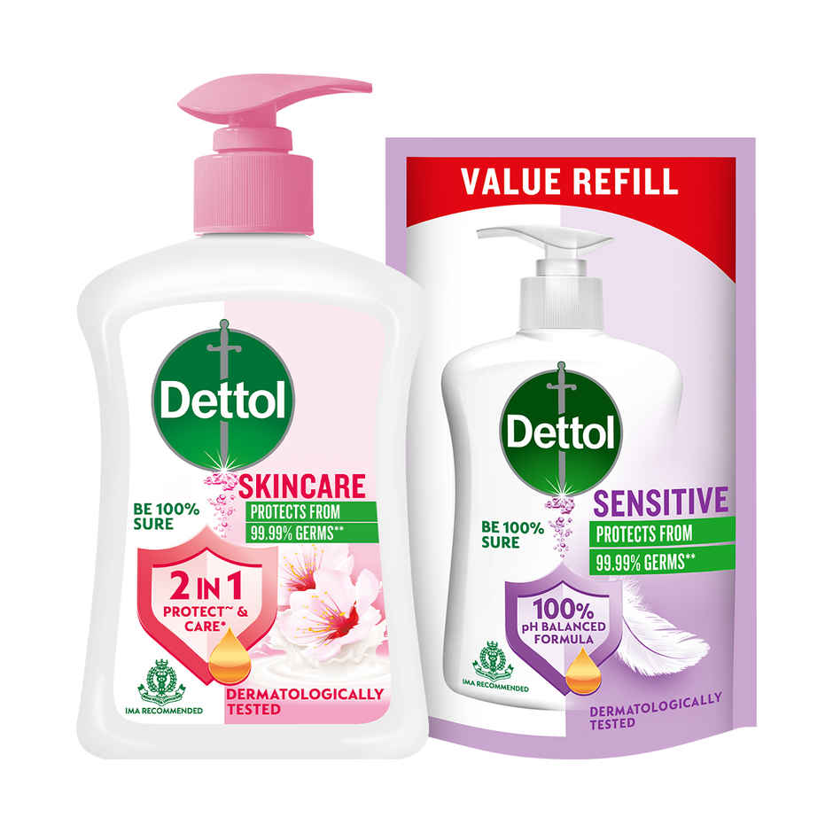 Dettol Original Liquid Hand Wash Pump With Free Handwash Refill | 99.99% Germ Protection