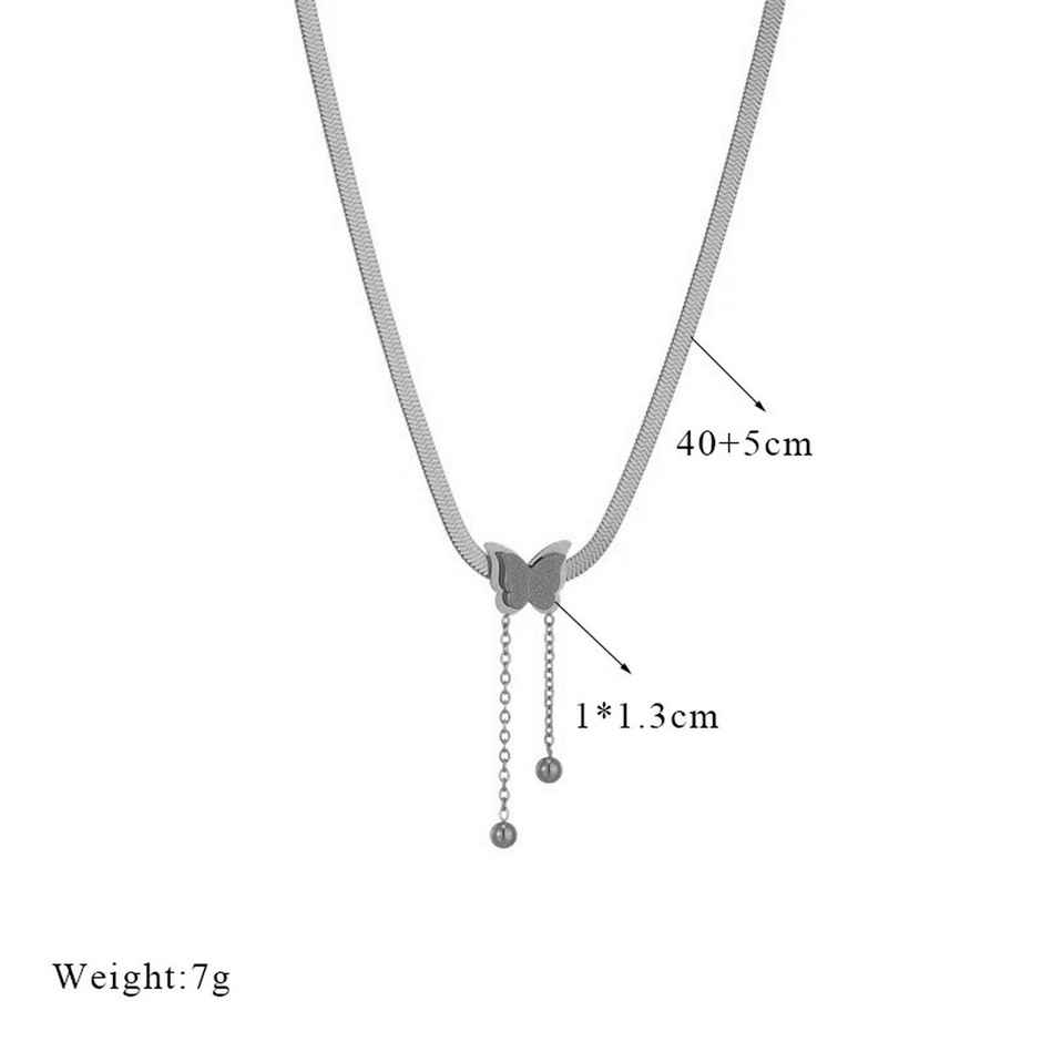 Fashion Frill Women's Butterfly Pendant Chain Silver Onesize