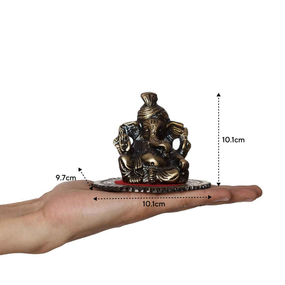 eCraftIndia Metal Phagdi Lord Ganesha on Round Base