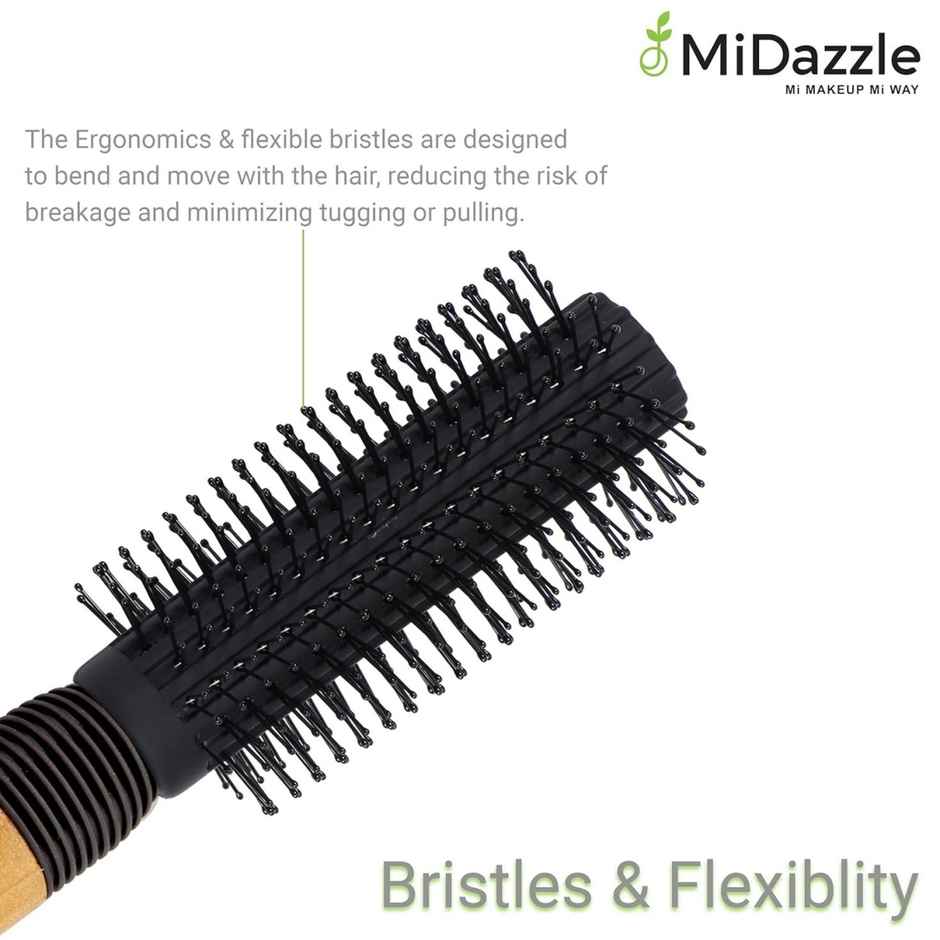 Midazzle Luxury Round Hair Brush with High-Quality Wooden Handle |MIHB0037