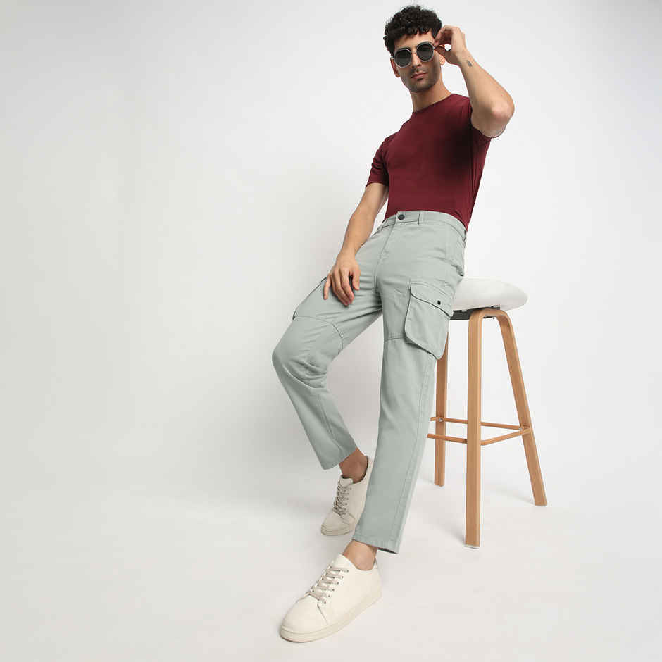 IVOC Men's Regular Fit Cargo Trousers | Grey - 34