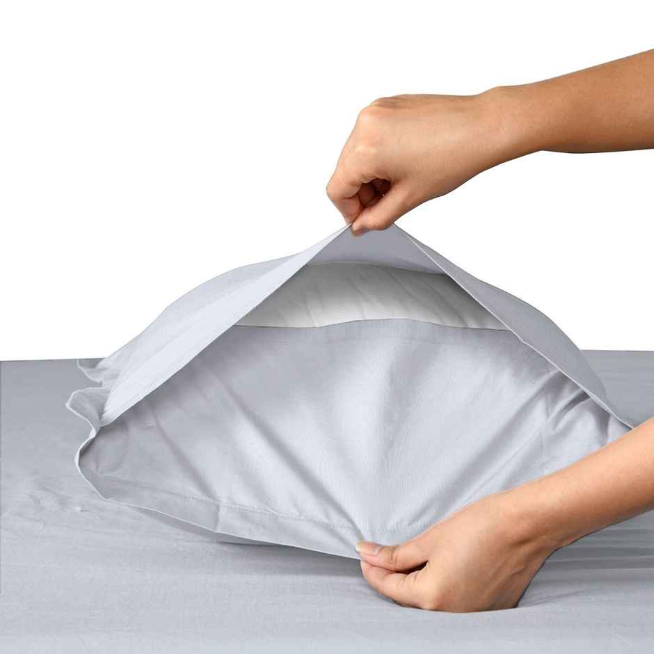 Sleepycat Cotton Pillow Cover With Envelope Closure - Grey | Standard Size, 28 X 18 Inches (Pack Of 2)