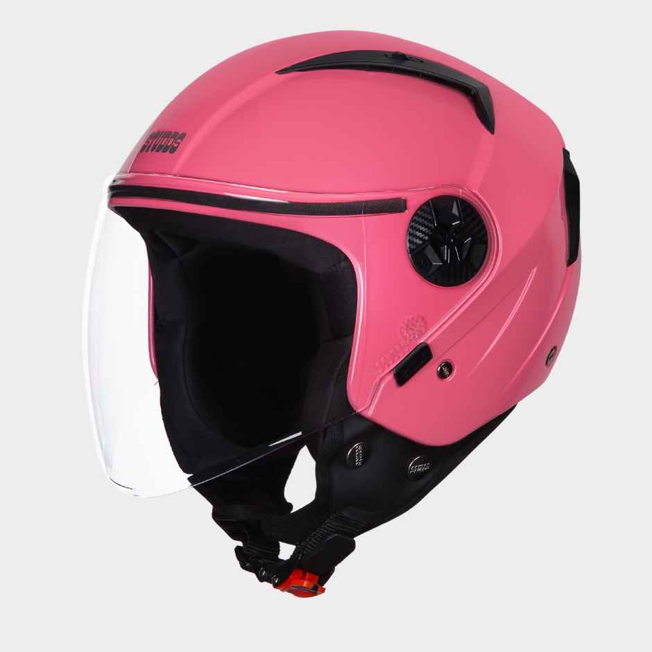 Studds Vogue Open Face Motorcycle Helmet with Clear Visor |Baby Pink - L