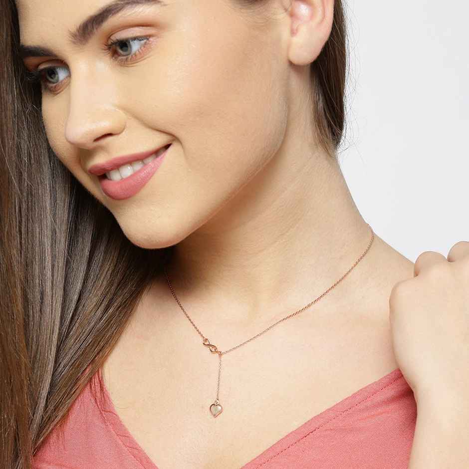 Carlton London 18kt Rose Gold Plated Lariat Heart Pendant with Chain | B523810N