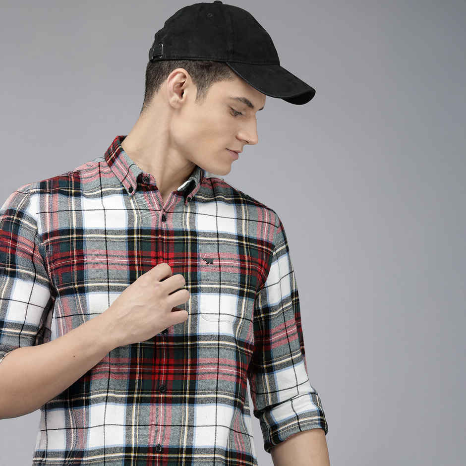 The Bear House Men Slim Fit Checked Flannel Cotton Casual Shirt - Tai | Multicolor | XXL