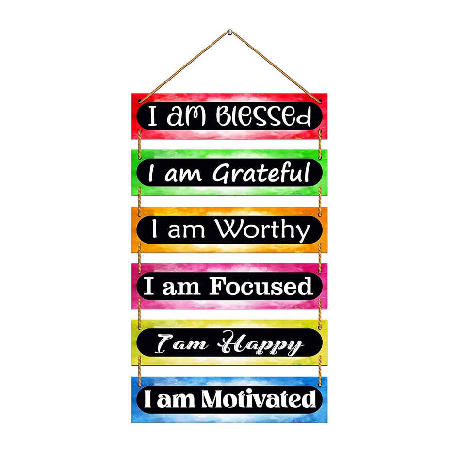 Indianara Set of 6 Motivational Quotes MDF Wall Hanging Decorative Wall Art - 4552WH