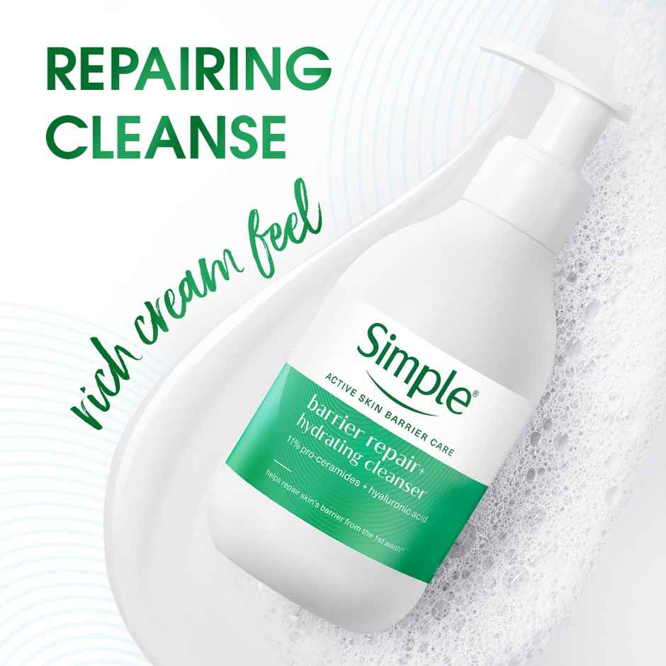 Simple Barrier Repair+, Hydrating Cleanser with 11% Ceramide Boosters