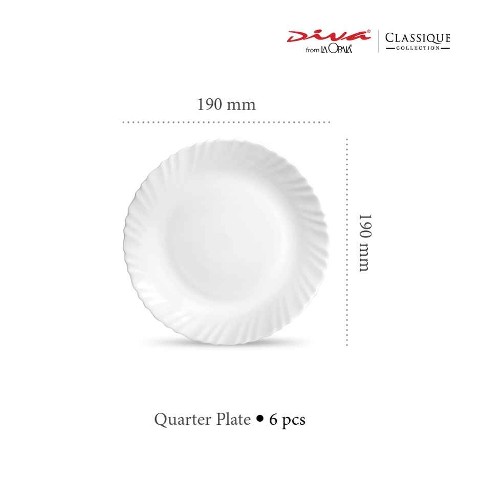 La Opala Diva Classique Quarter Plate | Set of 6 - White