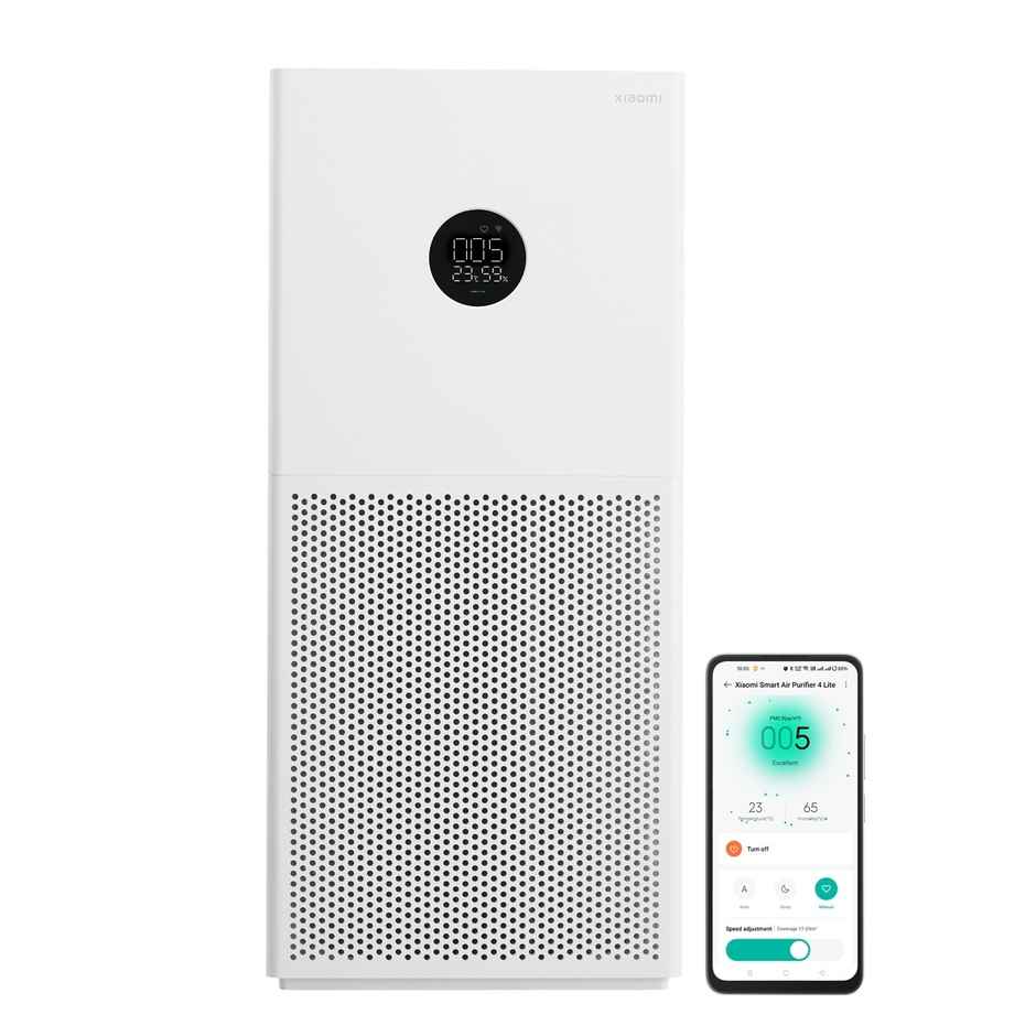 Xiaomi 4 Lite Smart 33Watt Air Purifier for Home, AQI Display, HEPA & Carbon Filter, trap 99.99% Virus Dust & Odor, Large coverage area up to 462 Sq ft, App Control, Alexa & GA - White