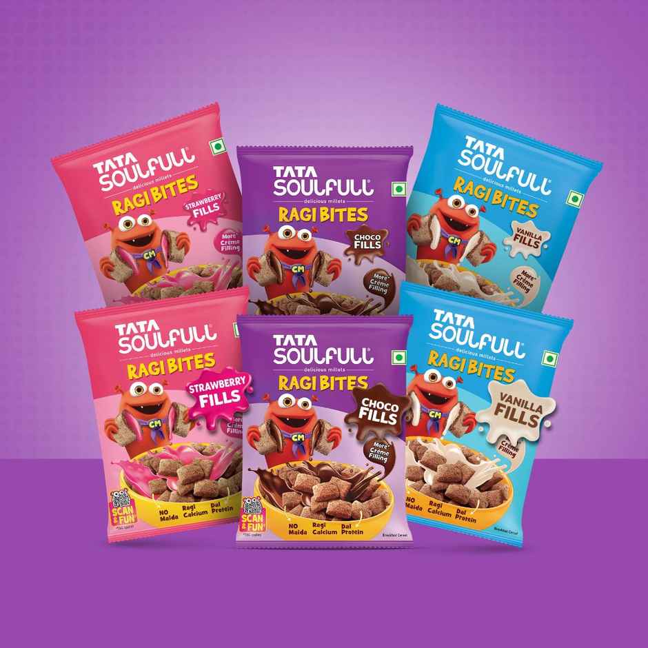 Tata Soulfull Ragi Bites Fills Combo - Chocos, Starwberry & Vanilla | Pack of 5