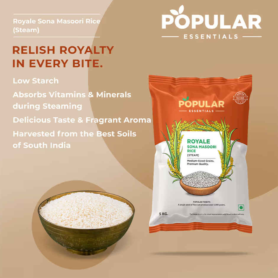 Popular Essentials Sona Masoori Steam Rice