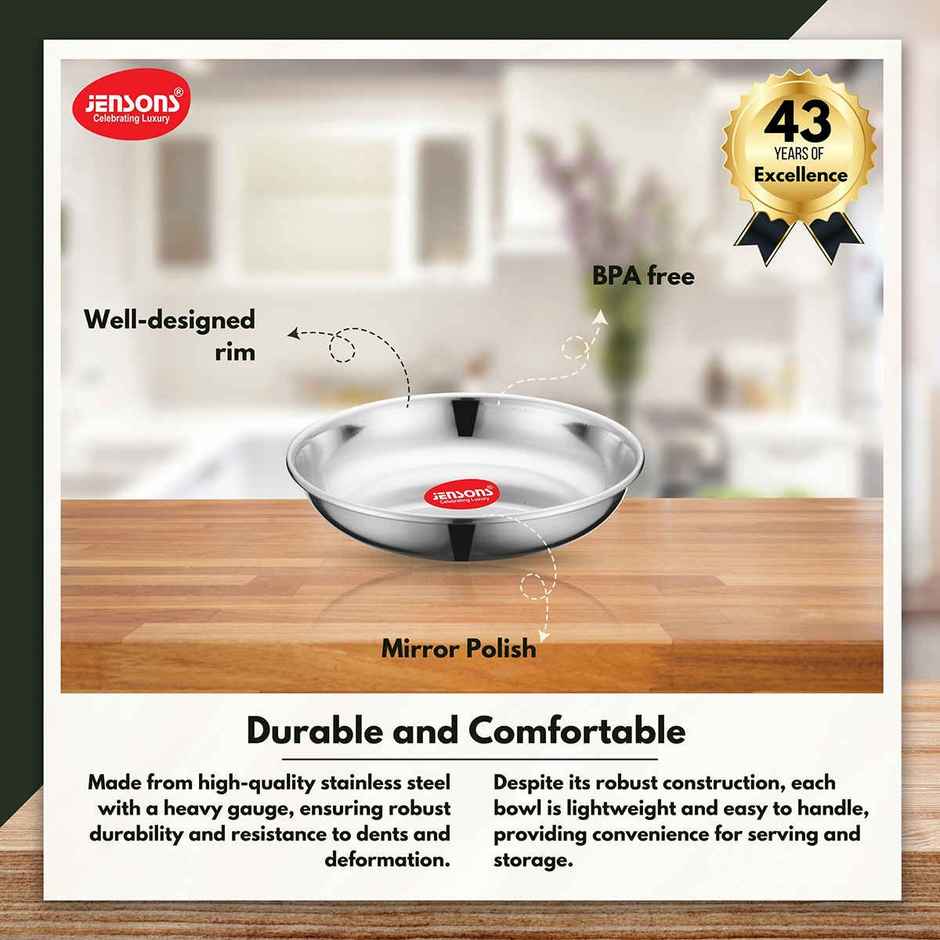 Jensons Stainless Steel Halwa Plate 6 Inch