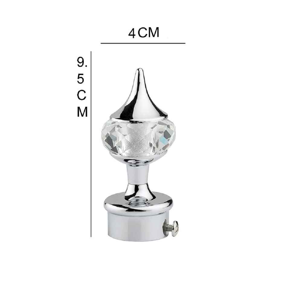 Gloxy Aluminium Single Diamond Curtain Brackets with Support & Fittings | Silver 2 Pair