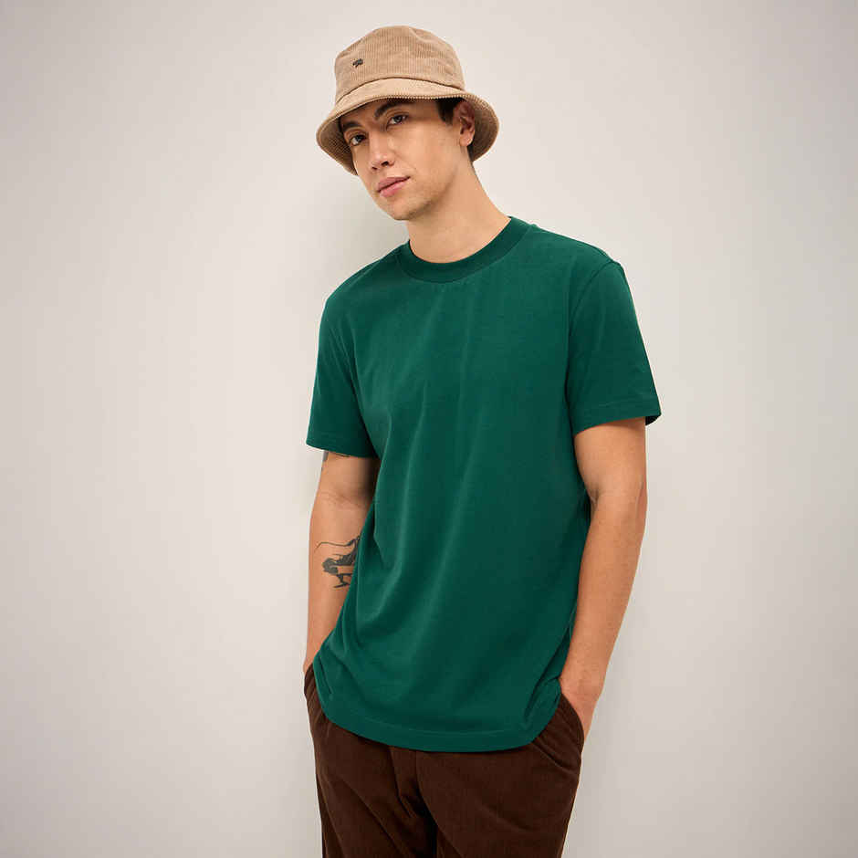 The Bear House Men Relax Fit Solid T-shirt - Grelaro | Bottle Green | XXL