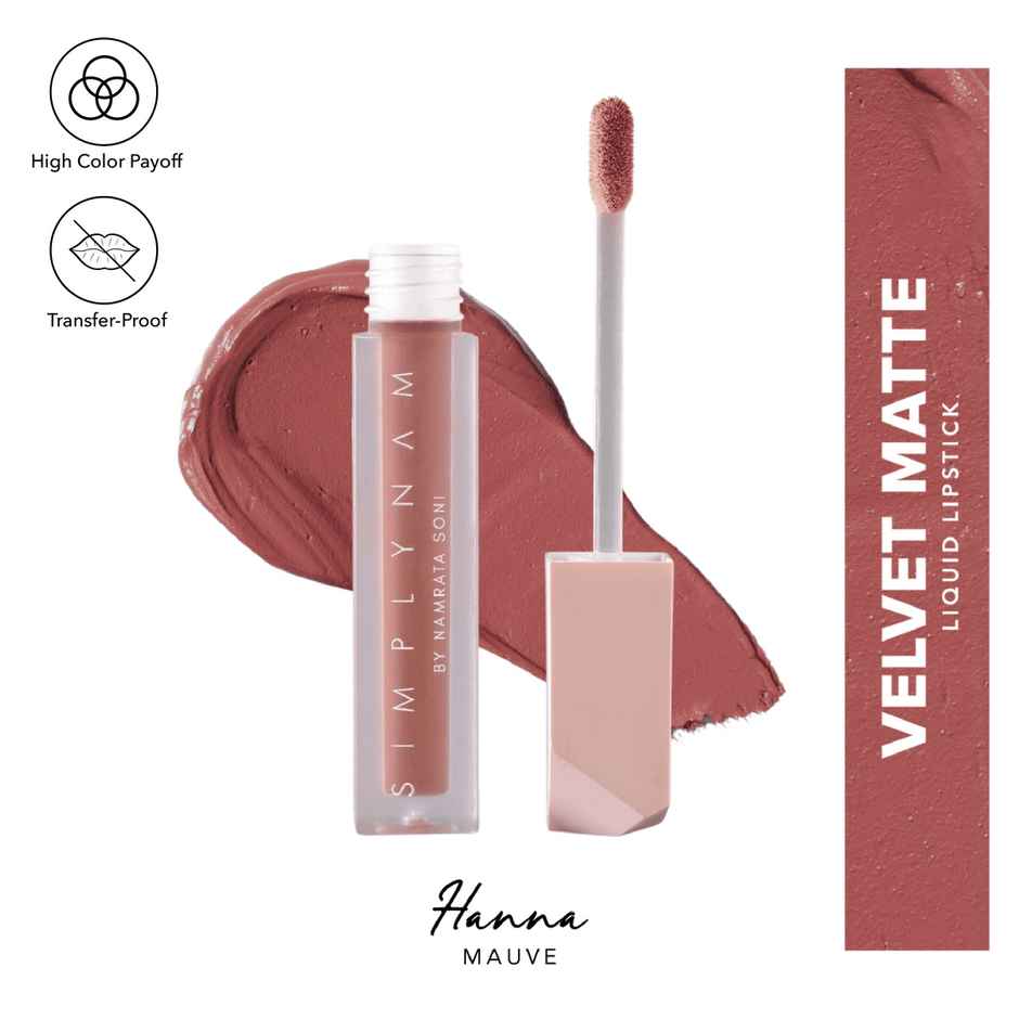 Simply Nam Velvet Matte Liquid Lipstick - Hanna (Mauve), 16Hr Stay, Infused, 6 Natural Oil Extracts