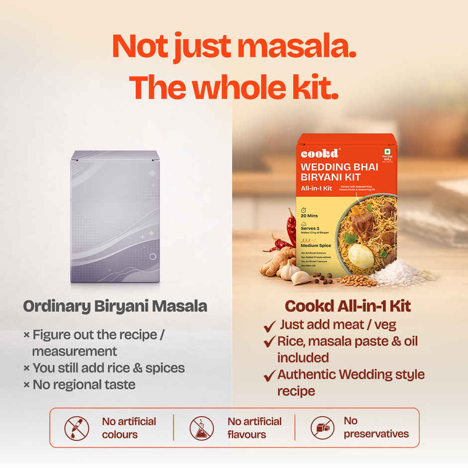 Cookd Wedding Bhai Biryani Kit - Ready to Cook | Long Grain