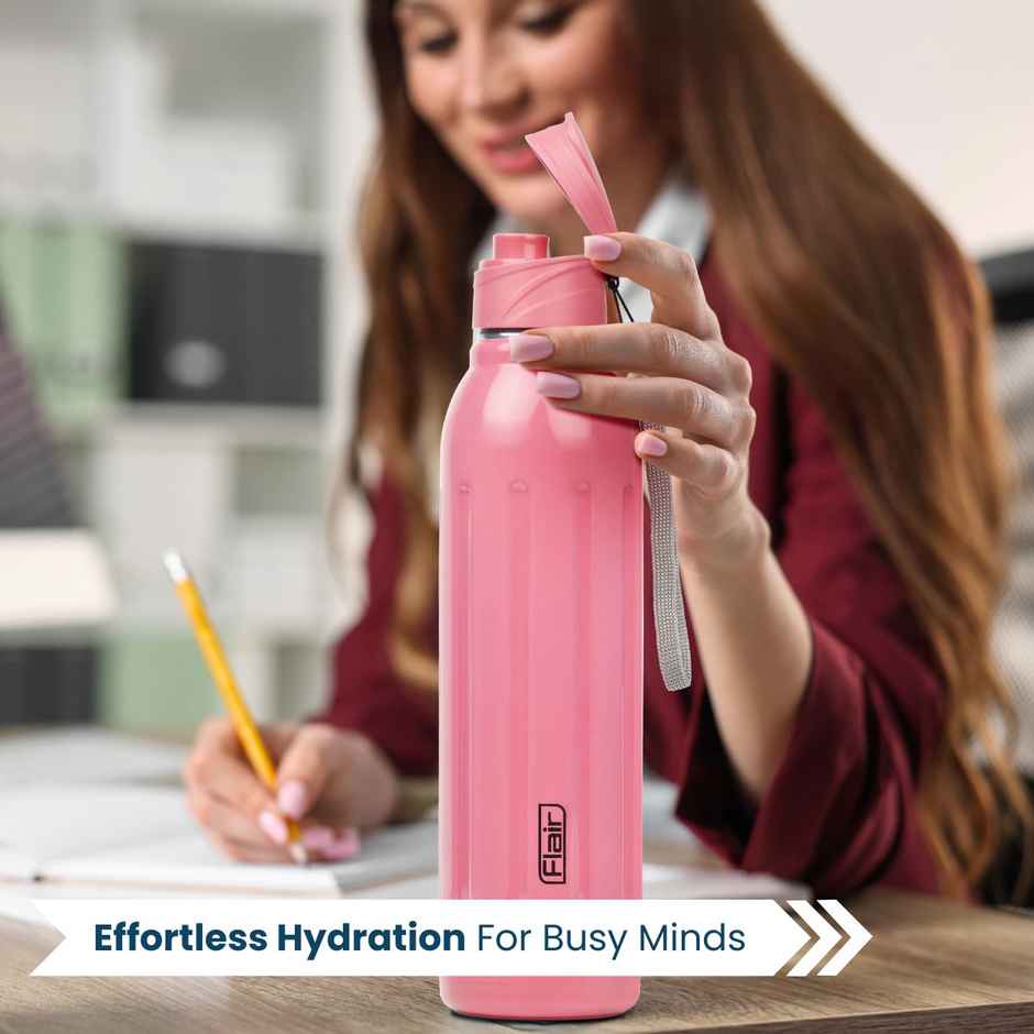 Flair Arrow Stainless Steel Inner Insulated Water Bottle 900Ml Pink