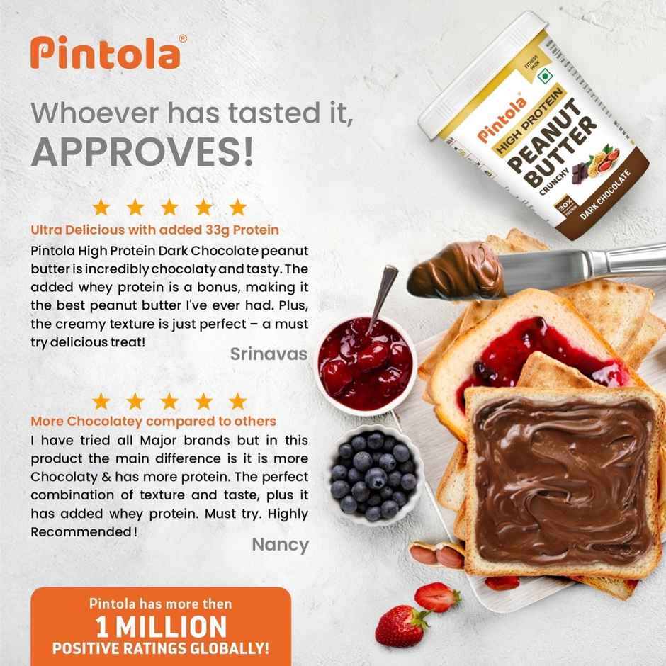 Pintola Crunchy High Protein Peanut Butter Dark Chocolate