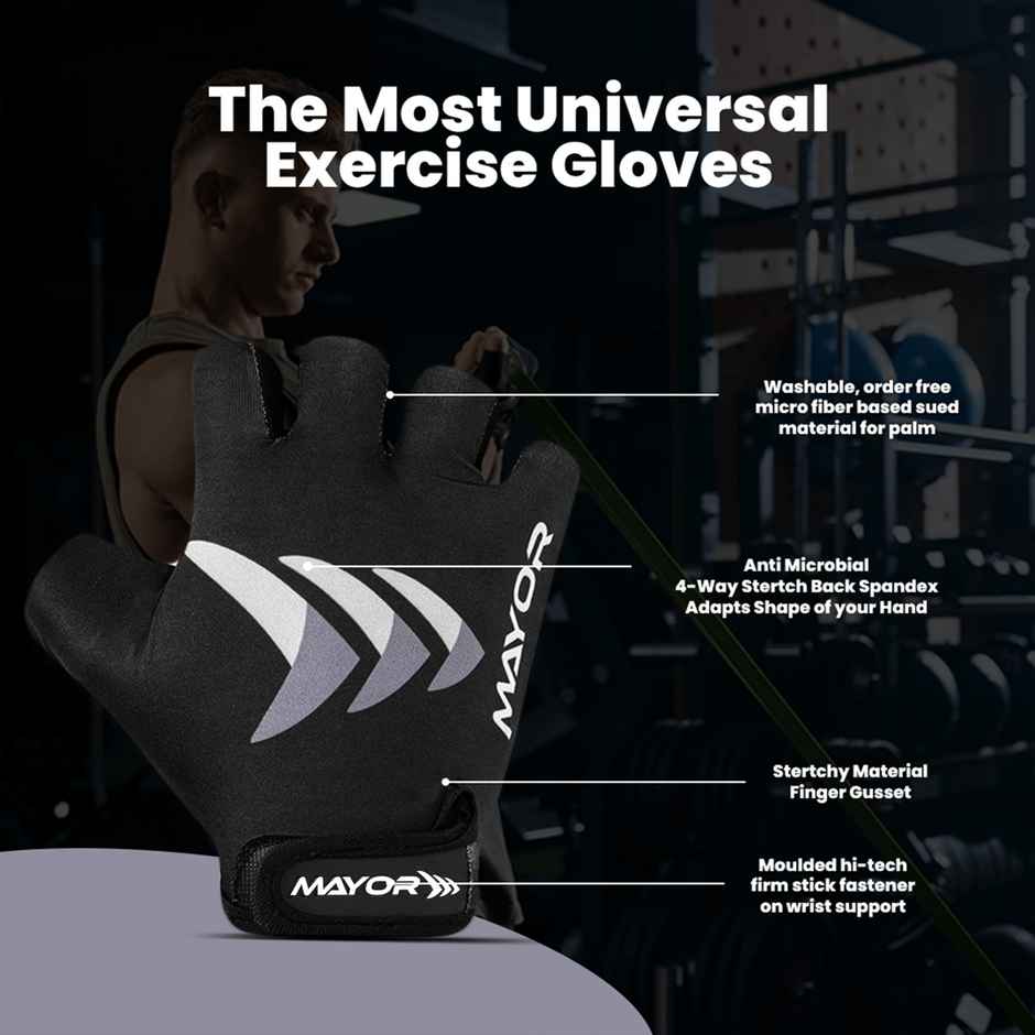 Mayor Freedom Gym & Fitness Gloves For Men And Women(Grey/Black, Free Size)