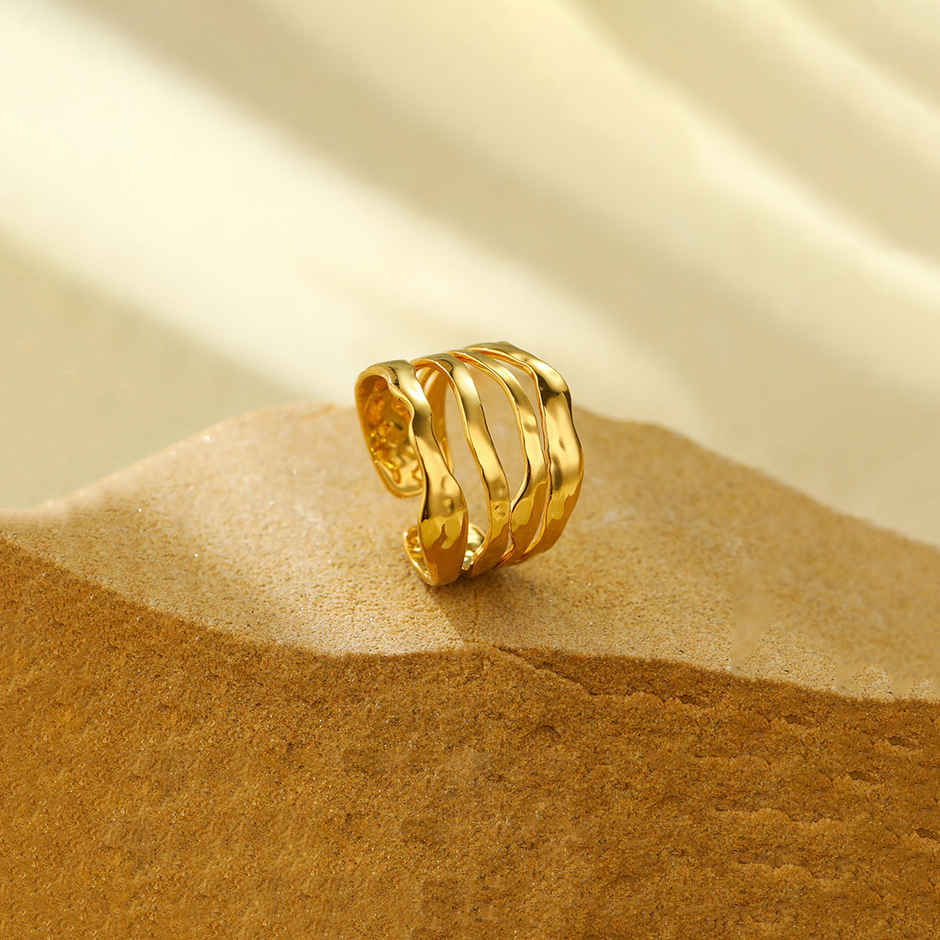 Label She Gold Plated Anti Tarnish Stainless Steel Adjustable Ring | LS-RNG-72165