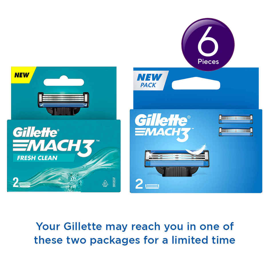 Gillette Mach 3 Shaving Razor Blades For Men (2 Cartridges) Combo   