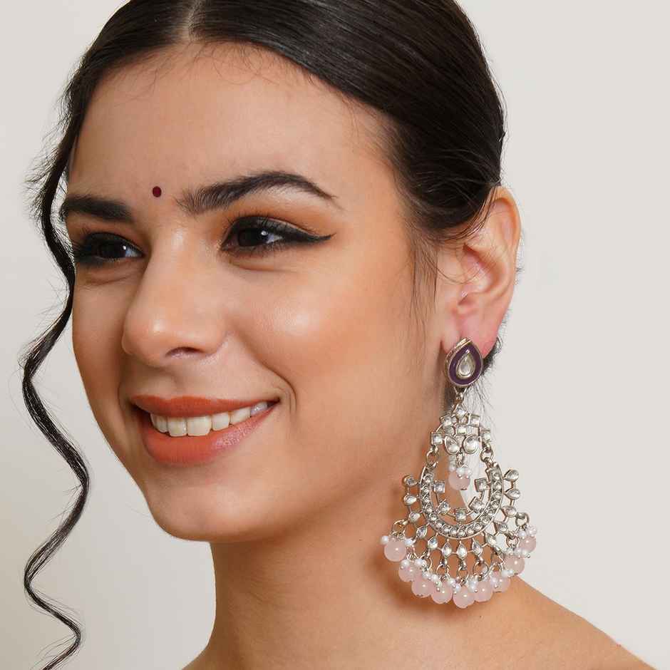 Karatcart Women's Oxidised Earrings Pink and Purple One Size | 33015824