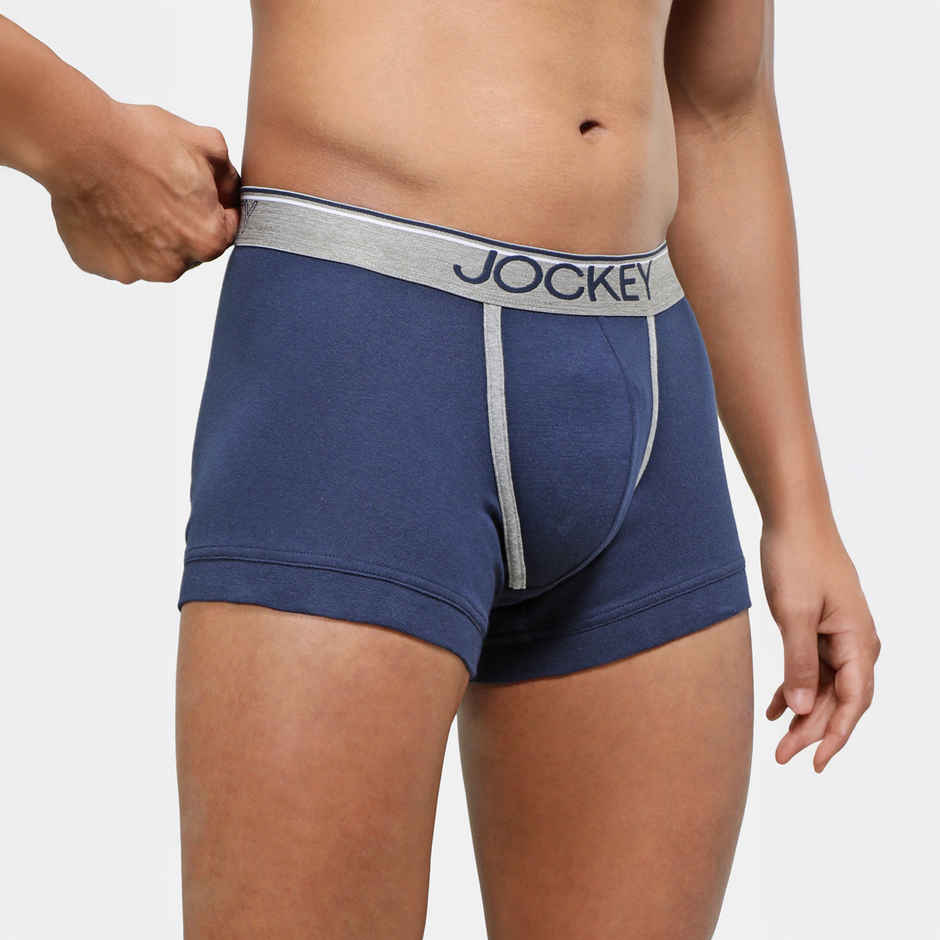 Jockey 8015 Men's Super Combed Cotton Rib Underwear Solid Trunk|Ultrasoft Waistband|PO2 | Navy-XL