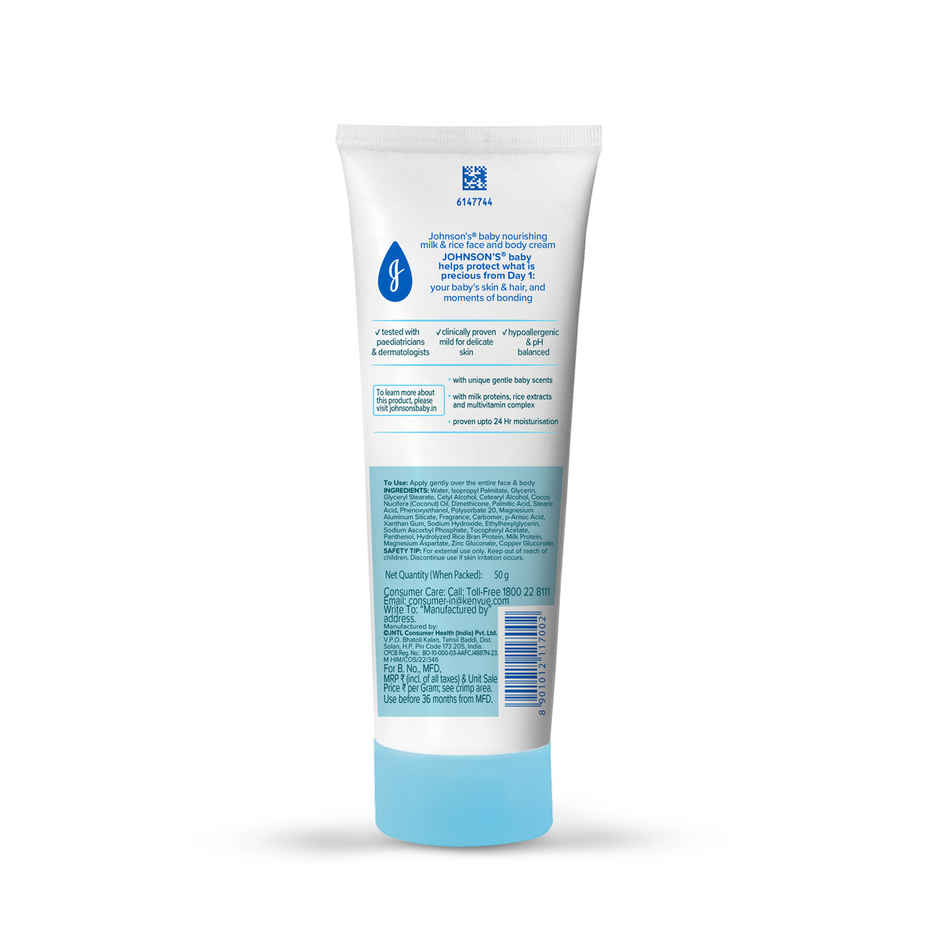 Johnson's & Johnson's Baby Nourishing Milk & Rice Face & Body Cream